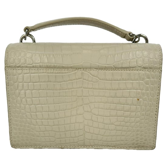 Saint Laurent Krokodilprägung Sunset Geldbörse mit Kette aus cremefarbener Leder - Image 4