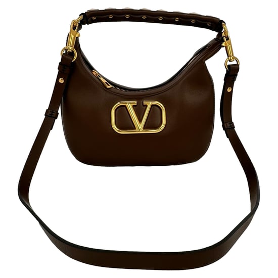 Valentino Garavani Stud Sign Hobo-Tasche aus braunem Leder - Image 1
