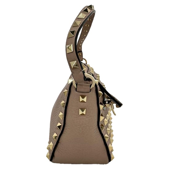Valentino Garavani Poudre All Over Rockstud Kleine Schultertasche aus nude Leder - Image 3
