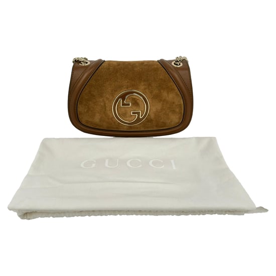 Gucci Blondie Kleine Schultertasche aus braunem Wildleder - Image 2