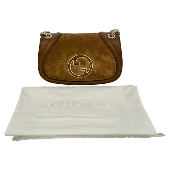 Gucci Blondie Kleine Schultertasche aus braunem Wildleder - Image 3