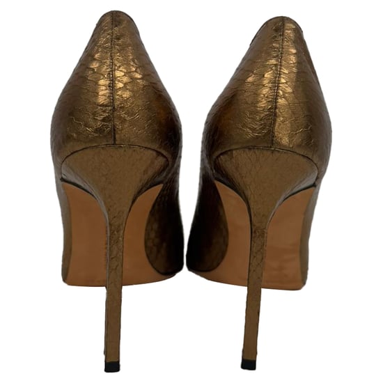 Manolo Blahnik BB Pumpe mit spitzem Zehenbereich aus bronzefarbenem Schlangenleder - Image 2
