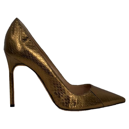 Manolo Blahnik BB Pumpe mit spitzem Zehenbereich aus bronzefarbenem Schlangenleder - Image 3