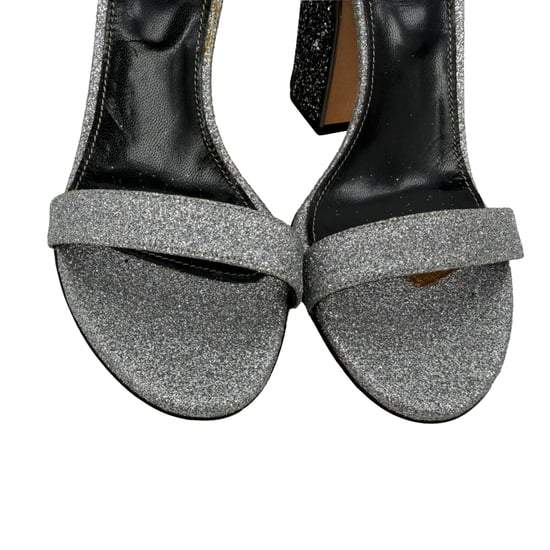 Sergio Rossi Glitzer Blockabsätze in Silber Metallic Glitzer - Image 2