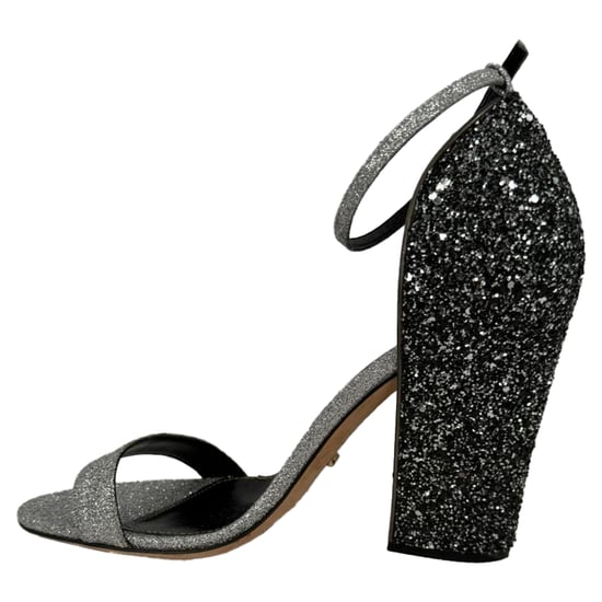 Sergio Rossi Glitzer Blockabsätze in Silber Metallic Glitzer - Image 4
