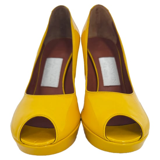 Lanvin Peeptoe-Plateau-Pumps aus gelbem Lackleder - Image 2