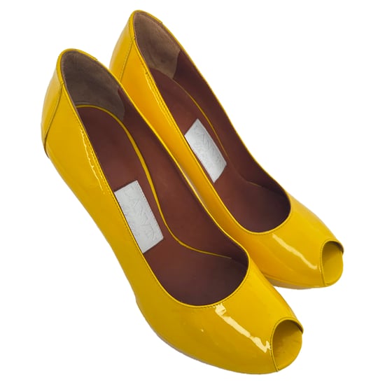 Lanvin Peeptoe-Plateau-Pumps aus gelbem Lackleder - Image 5