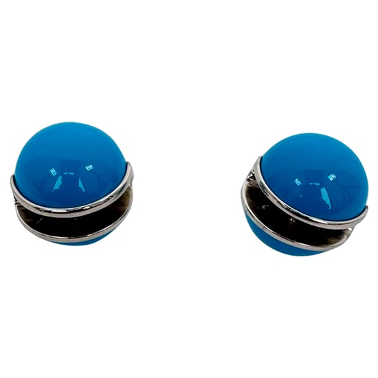 Alaïa Sphere Emaille Ohrringe in Hellblau Messing - Image 2