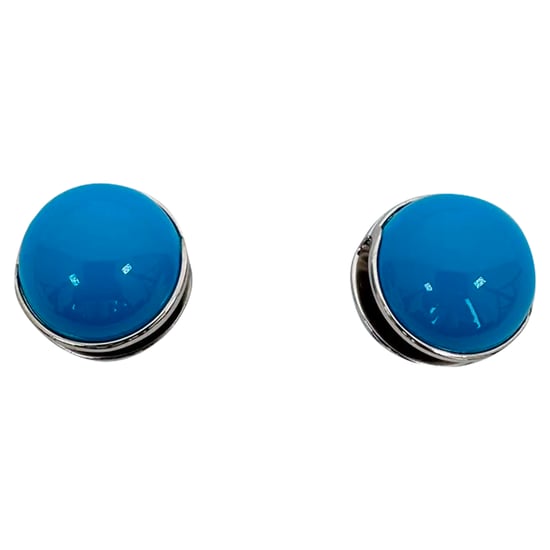 Alaïa Sphere Emaille Ohrringe in Hellblau Messing - Image 3