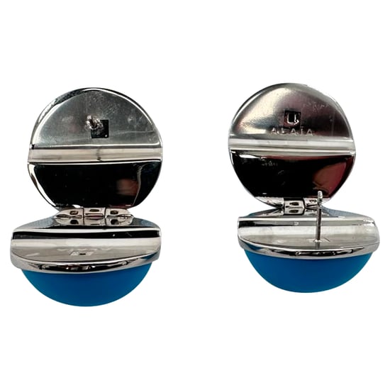 Alaïa Sphere Emaille Ohrringe in Hellblau Messing - Image 5