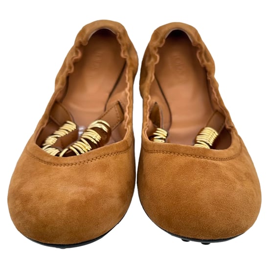 Tod's Ballerinas mit goldenem Ringdetail aus braunem Wildleder - Image 3