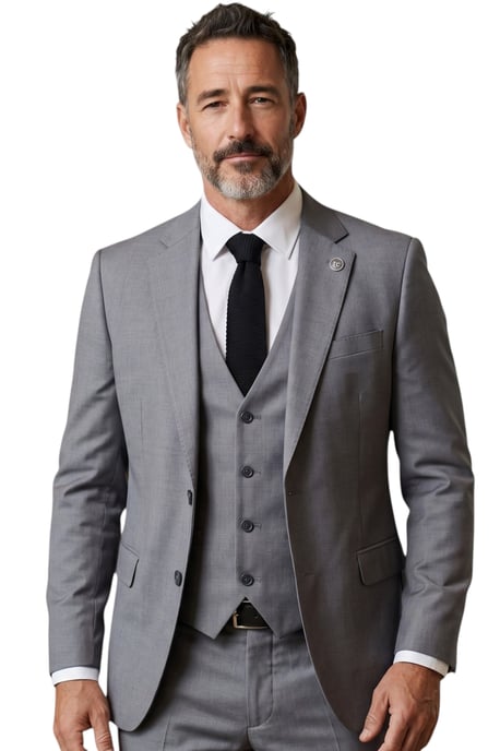 Herrengrau Herren 3-teiliger formeller klassischer Arbeitsanzug – IM30 - Image 1