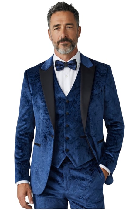 Herren blauer 3-teiliger Samt-Smoking-Anzug – AK2 - Image 1
