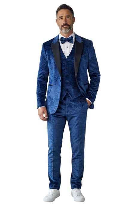 Herren blauer 3-teiliger Samt-Smoking-Anzug – AK2 - Image 2