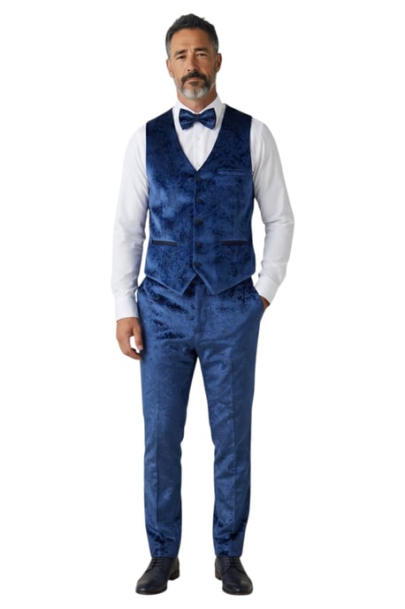 Herren blauer 3-teiliger Samt-Smoking-Anzug – AK2 - Image 5