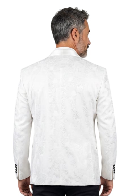 Herren weißer 4-teiliger Paisley maßgeschneiderter Hochzeitsanzug – AK2 - Image 6