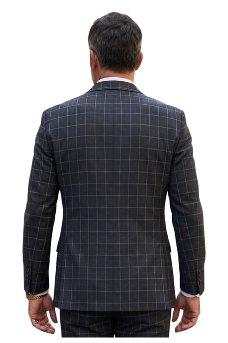 Herren BlackMens karierter 3-teiliger formeller Arbeitsanzug mit maßgeschneiderter Passform – IM3 - Image 6