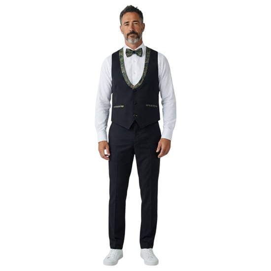 Herrengrüner vierteiliger Paisley maßgeschneiderter Hochzeitsanzug – AK2 - Image 5
