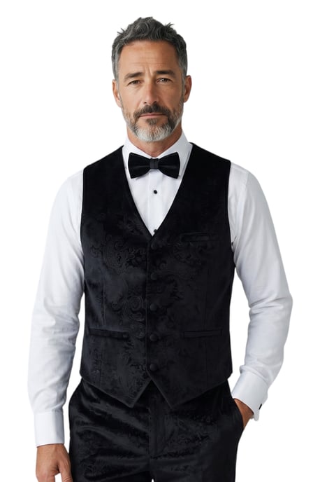 Herren Schwarzer Samt-Smokinganzug mit 3-teiliger Samter – AK2 - Image 4