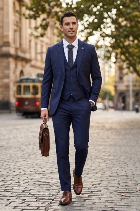 Herren Navy Herren 3-teiliger formeller klassischer Arbeitsanzug – IM30 - Image 3