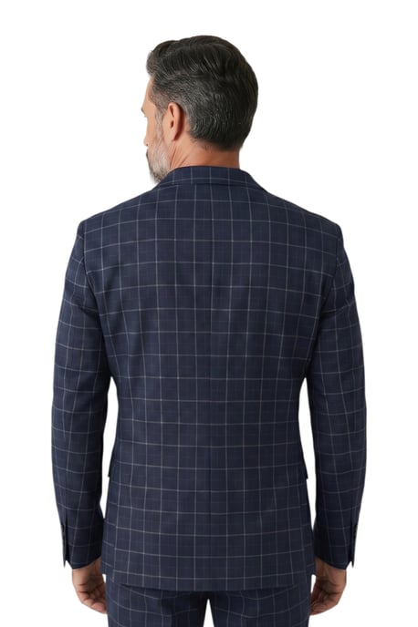 Herren Navy Karierter 3-teiliger maßgeschneiderter formeller Arbeitsanzug – IM3 - Image 6