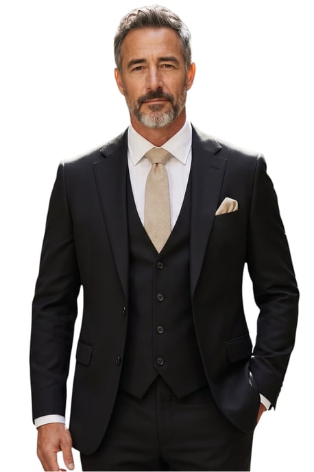 Herren Schwarzer 3-teiliger formeller klassischer Business-Arbeitsanzug – IM30 - Image 1