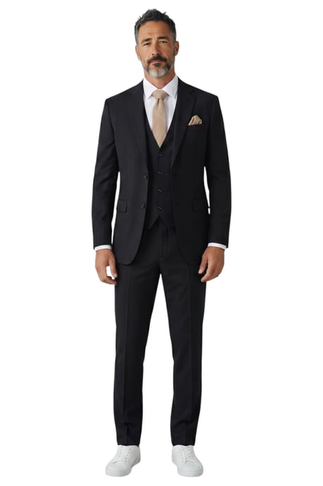 Herren Schwarzer 3-teiliger formeller klassischer Business-Arbeitsanzug – IM30 - Image 2