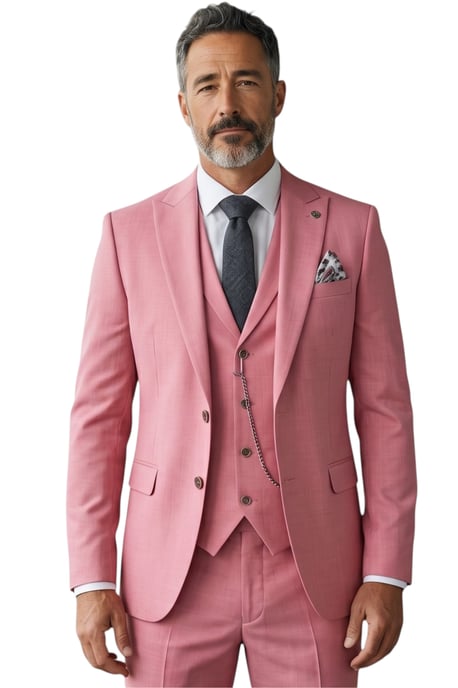 Dreiteiliger, taillierter Herrenanzug in Rosa - James - Image 1