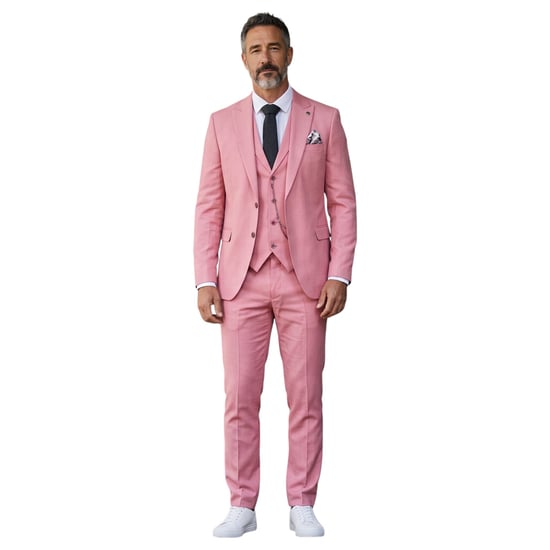 Dreiteiliger, taillierter Herrenanzug in Rosa - James - Image 3
