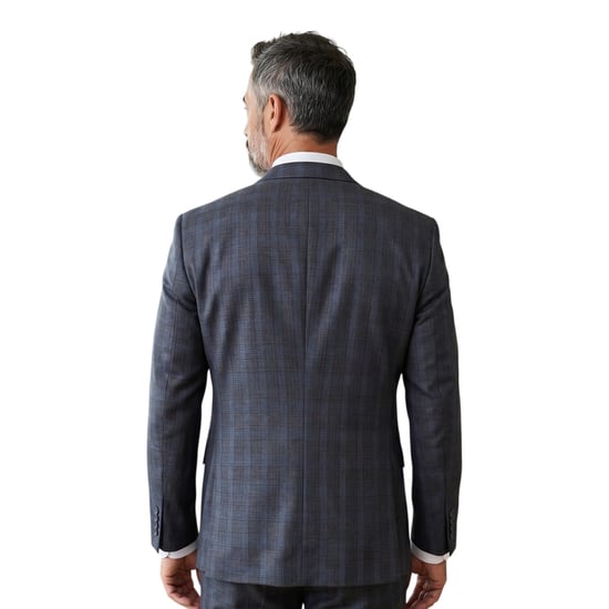 Dreiteiliger Herrenanzug im Prince-of-Wales-Stil, Anthrazit, taillierte Passform - IM31 - Image 6