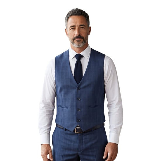 Blauer Herrenanzug mit Prince-of-Wales-Karo, 3-teilig, tailliert - IM31 - Image 4