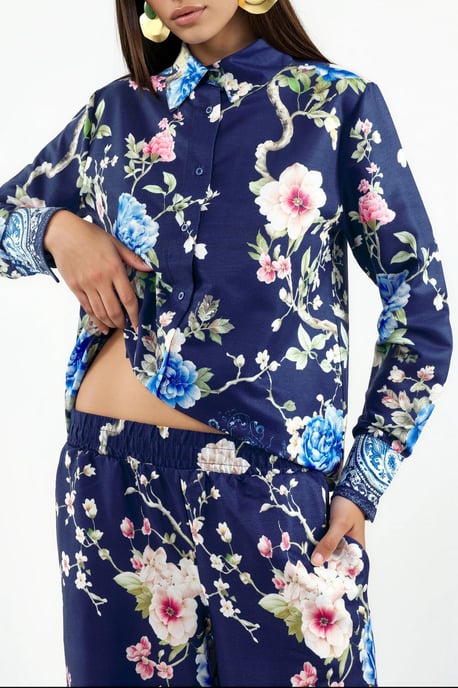MSN Collection Blumen-Shirt und weite Hose im Set, taillenbündig - Mehrfarbig - Image 4