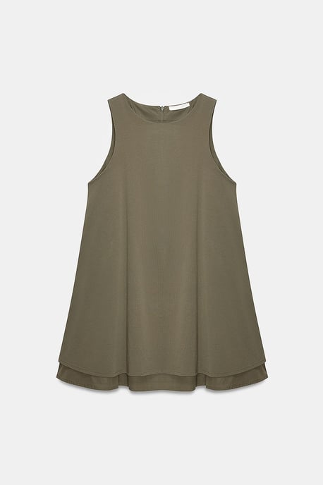 Baumwoll-Popeline Ärmelloses Mini Shift-Kleid - Image 5