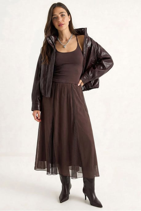 Hochtaillierte A-Linie Chiffon Maxi-Rock - Image 3