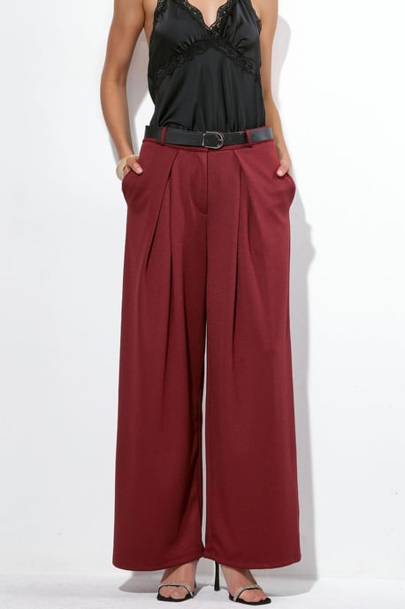 Hochtaillierte breite Crepe-Hose mit Gürtel - Image 1