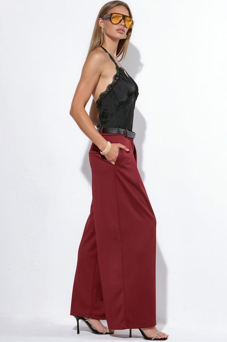 Hochtaillierte breite Crepe-Hose mit Gürtel - Image 2