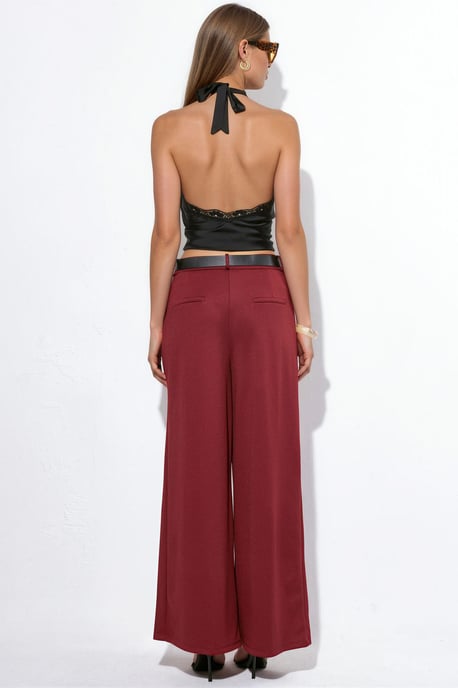Hochtaillierte breite Crepe-Hose mit Gürtel - Image 3