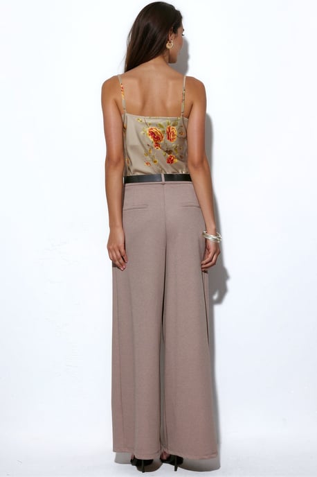 Hochtaillierte breite Crepe-Hose mit Gürtel - Image 3