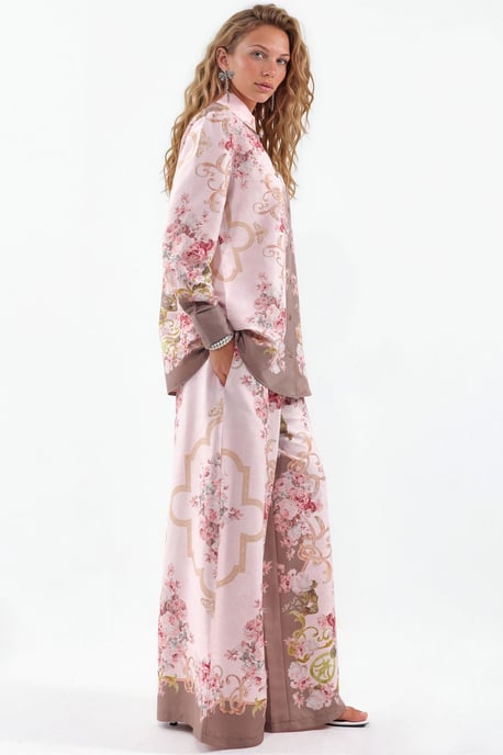 Blumensatin-Hemd und weites Hosen-Set - Image 2