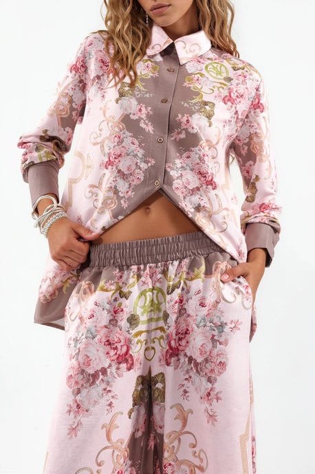 Blumensatin-Hemd und weites Hosen-Set - Image 4