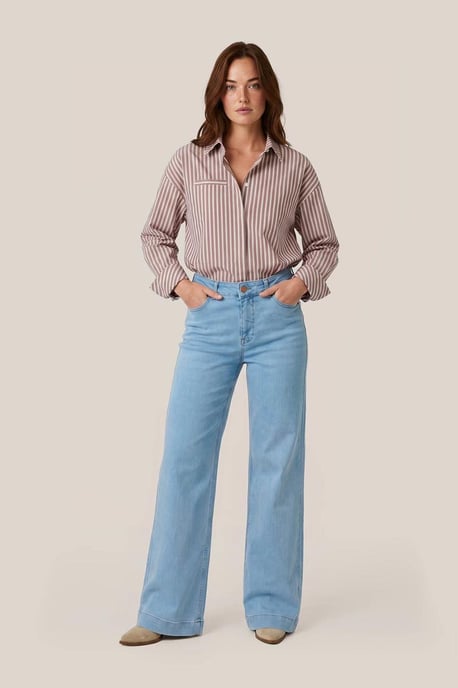 Caroline Tensen Birmingham Streifenbluse Braun/Rosa - Image 2