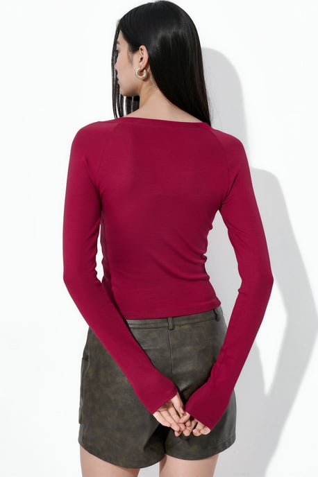 V-Ausschnitt Langarm Taillierte Bluse - Image 3
