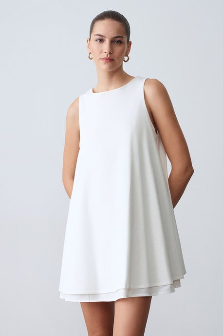 Baumwoll-Popeline Ärmelloses Mini Shift-Kleid - Image 3