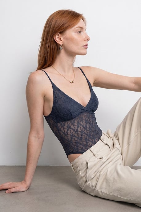 Spitzen Ärmelloses Bodysuit-Bluse - Image 3