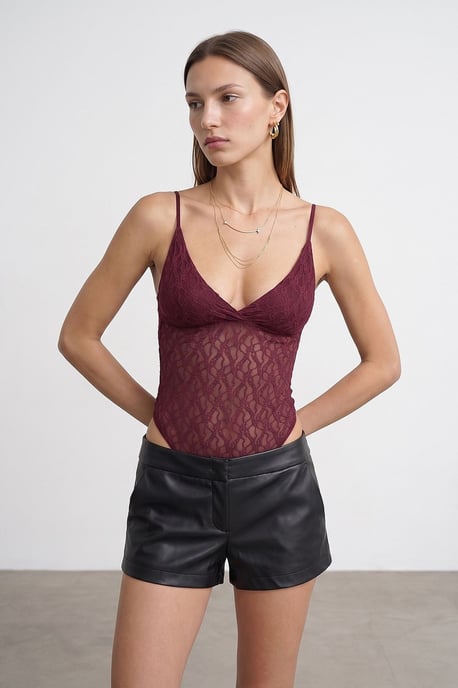 Spitzen ärmelloses Bodysuit-Bluse - Image 1