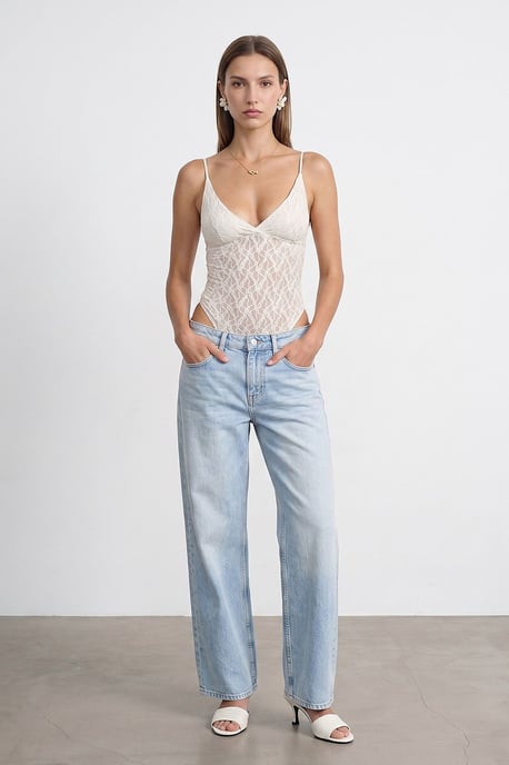 Spitzen ärmellose Bodysuit-Bluse - Image 5