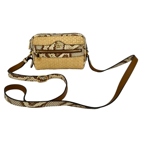 Gucci Mini Ophidia Umhängetasche mit Wasserschlangenakzenten aus beigem Raffia - Image 3