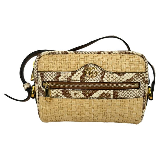 Gucci Mini Ophidia Umhängetasche mit Wasserschlangenakzenten aus beigem Raffia - Image 4