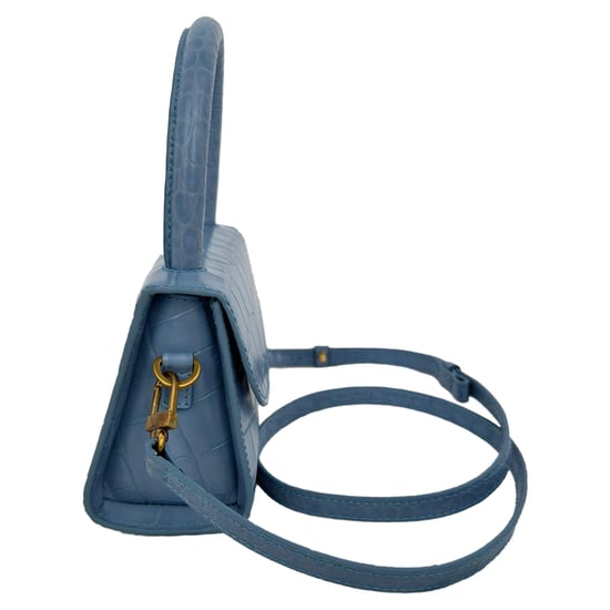 Mini-Henkeltasche von By Far aus hellblauem Leder mit Krokodilprägung - Image 3