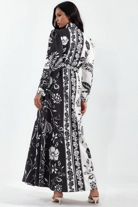 Blumiges Maxikleid mit Gürtel - Image 3